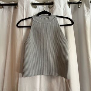 Elegant Gray Ribbed Tank Top